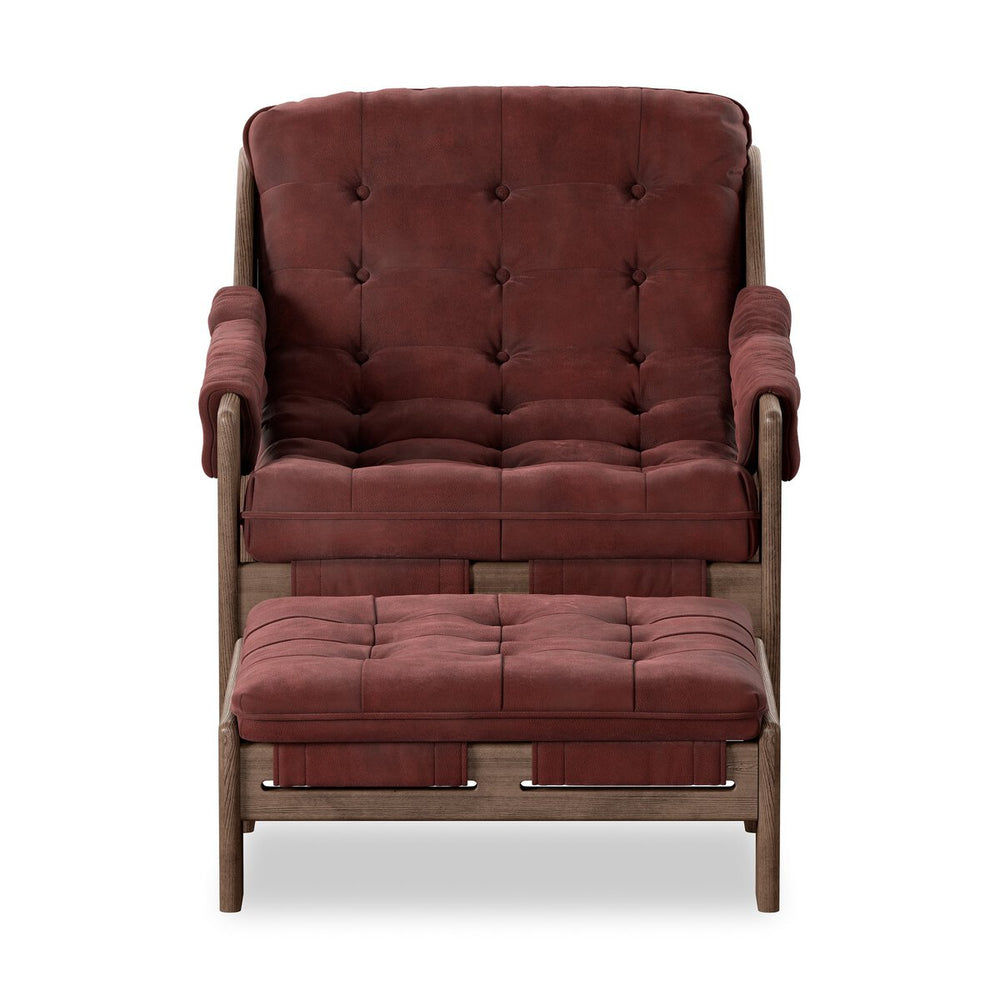 Halston Chair With Ottoman - Nubuck Burgundy - 237803-007_1