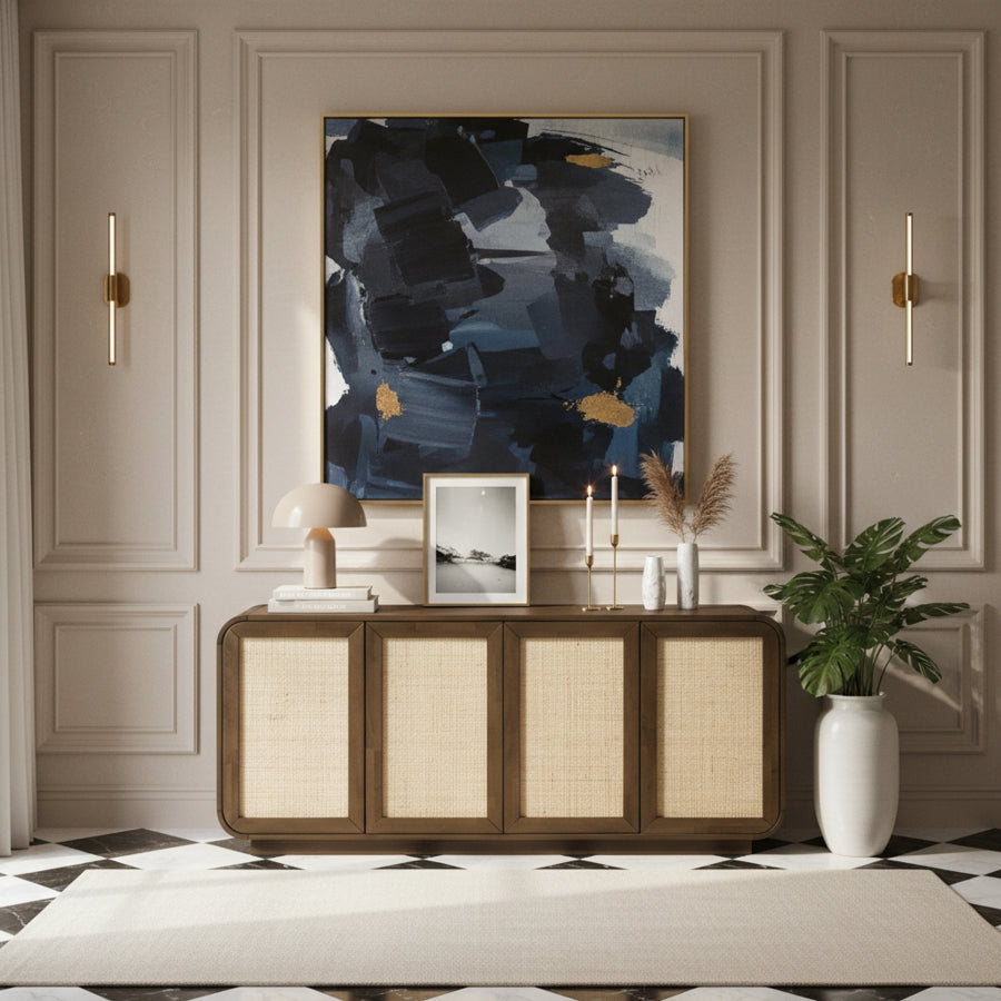 Windsor Solid Wood And Natural Cane Sideboard / Buffet - Brown - M77075-BROWN_2