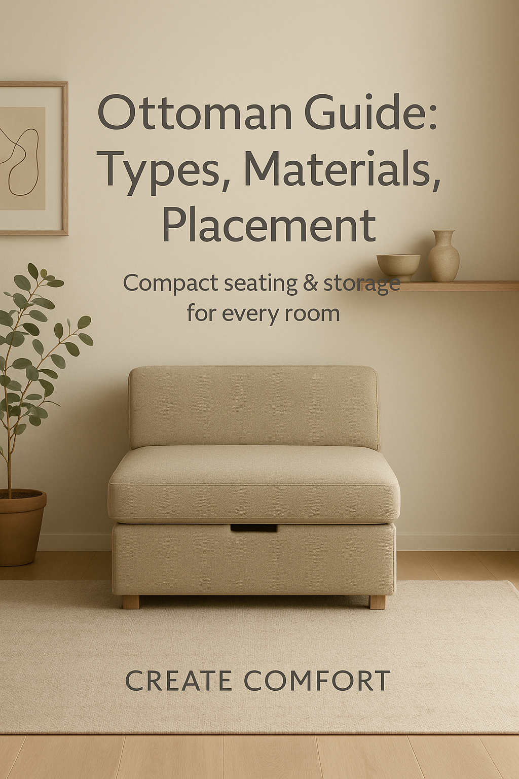 Image of an ottoman on a neutral tone living room