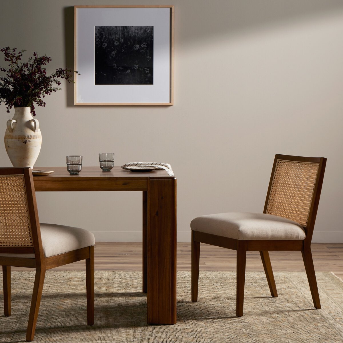 Antonia Cane Armless Dining Chair - Toasted Parawood - Savile Flax - 100054-006_4