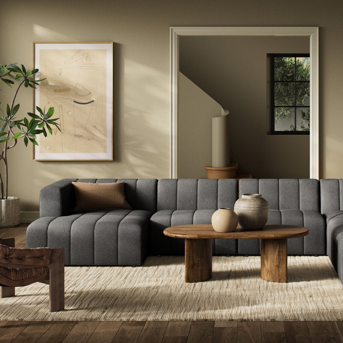 Langham Channeled 6-Piece Sectional - Left Chaise - Saxon Charcoal - 100193-004_4