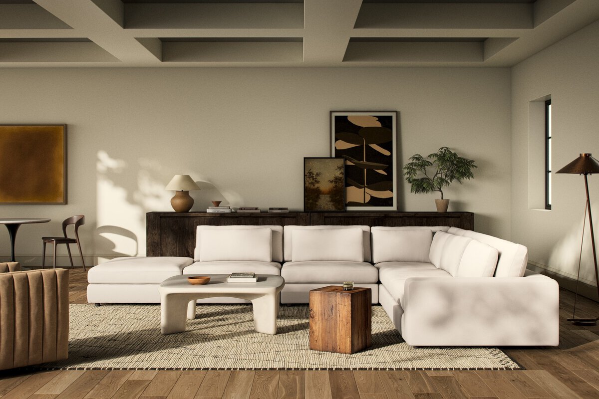Bloor 5-Piece Sectional - Crypton Nomad Marshmallow - Raf Sofa W/ Ottoman - 102783-022_3