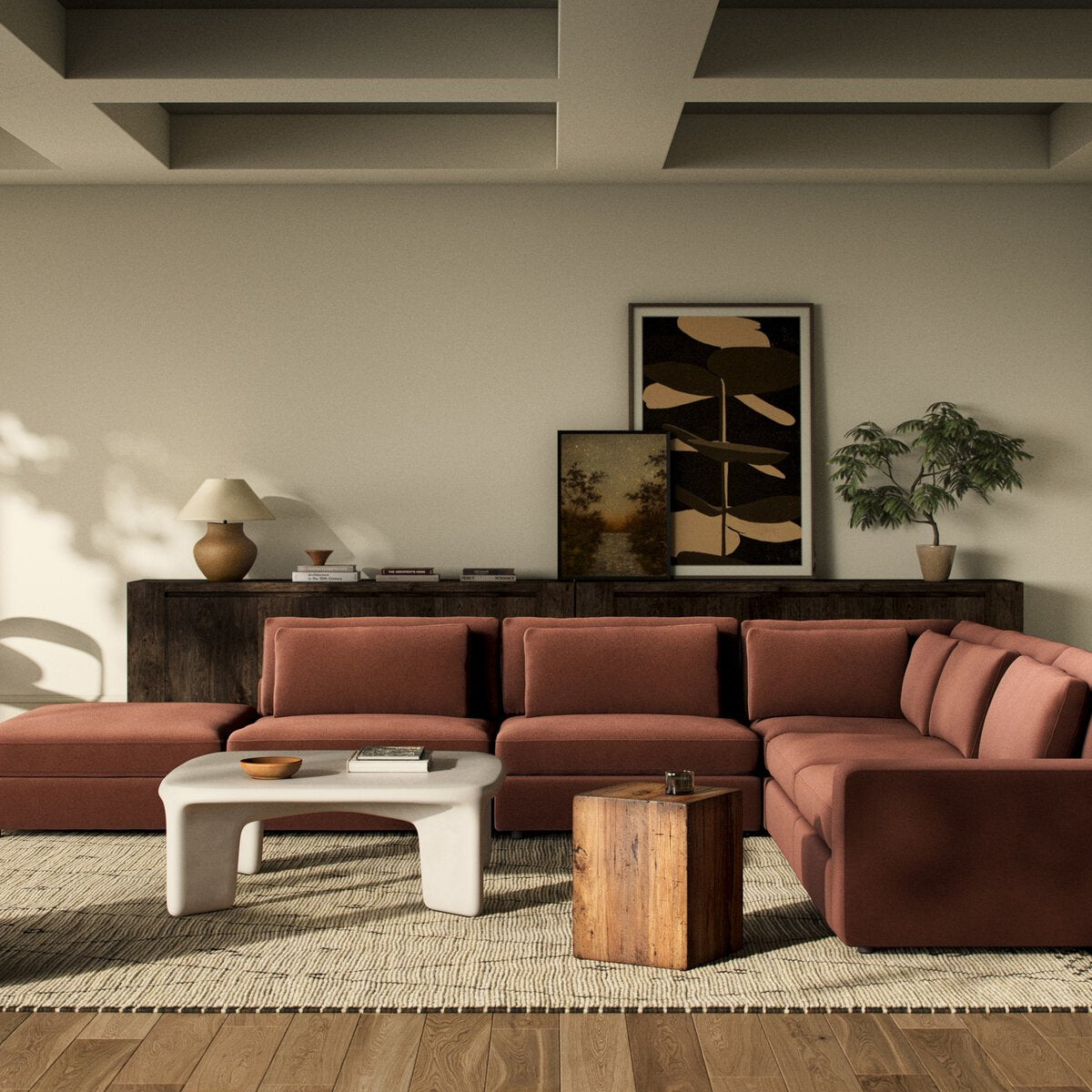 Bloor 5-Piece Sectional - Surrey Auburn - Raf Sofa W/ Ottoman - 102783-028_4