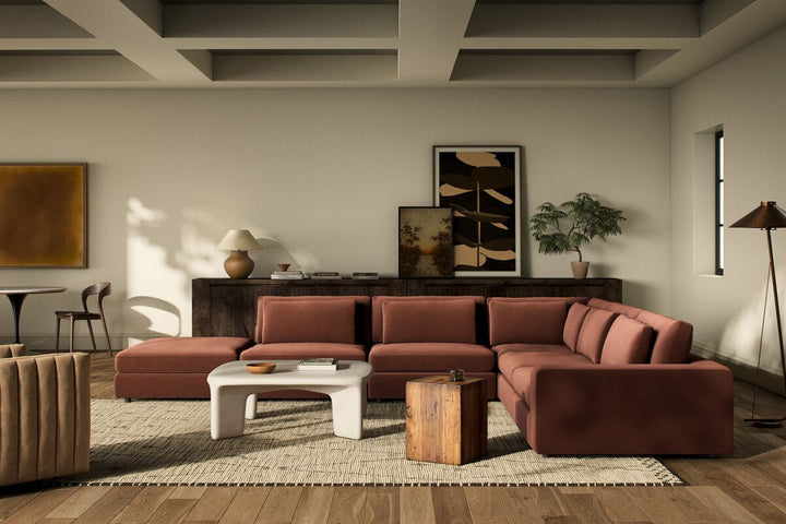 Bloor 5-Piece Sectional - Surrey Auburn - Raf Sofa W/ Ottoman - 102783-028_3