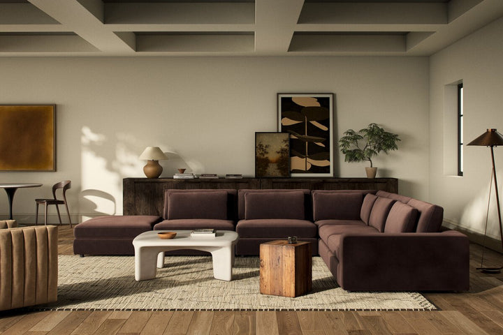 Bloor 5-Piece Sectional - Surrey Cocoa - Raf Sofa W/ Ottoman - 102783-029_3