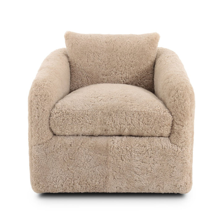Topanga Swivel Chair - Beige Shearling - 106008-024_1