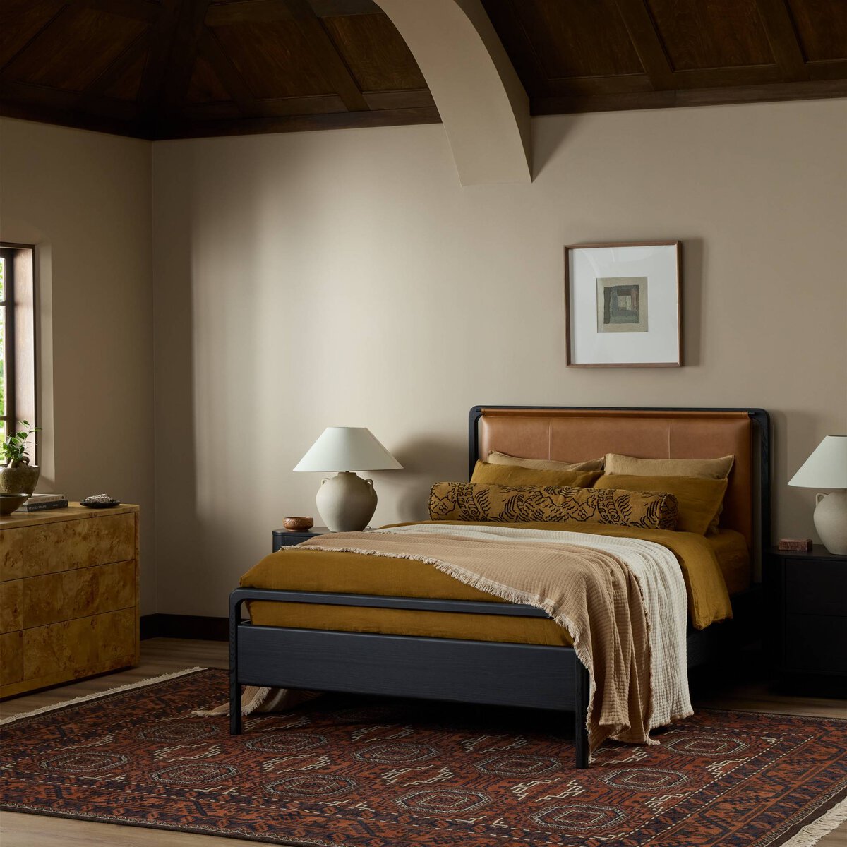 Rosedale Bed - Ebony Oak Veneer+ Chaps Sand - Queen - 108480-025_4