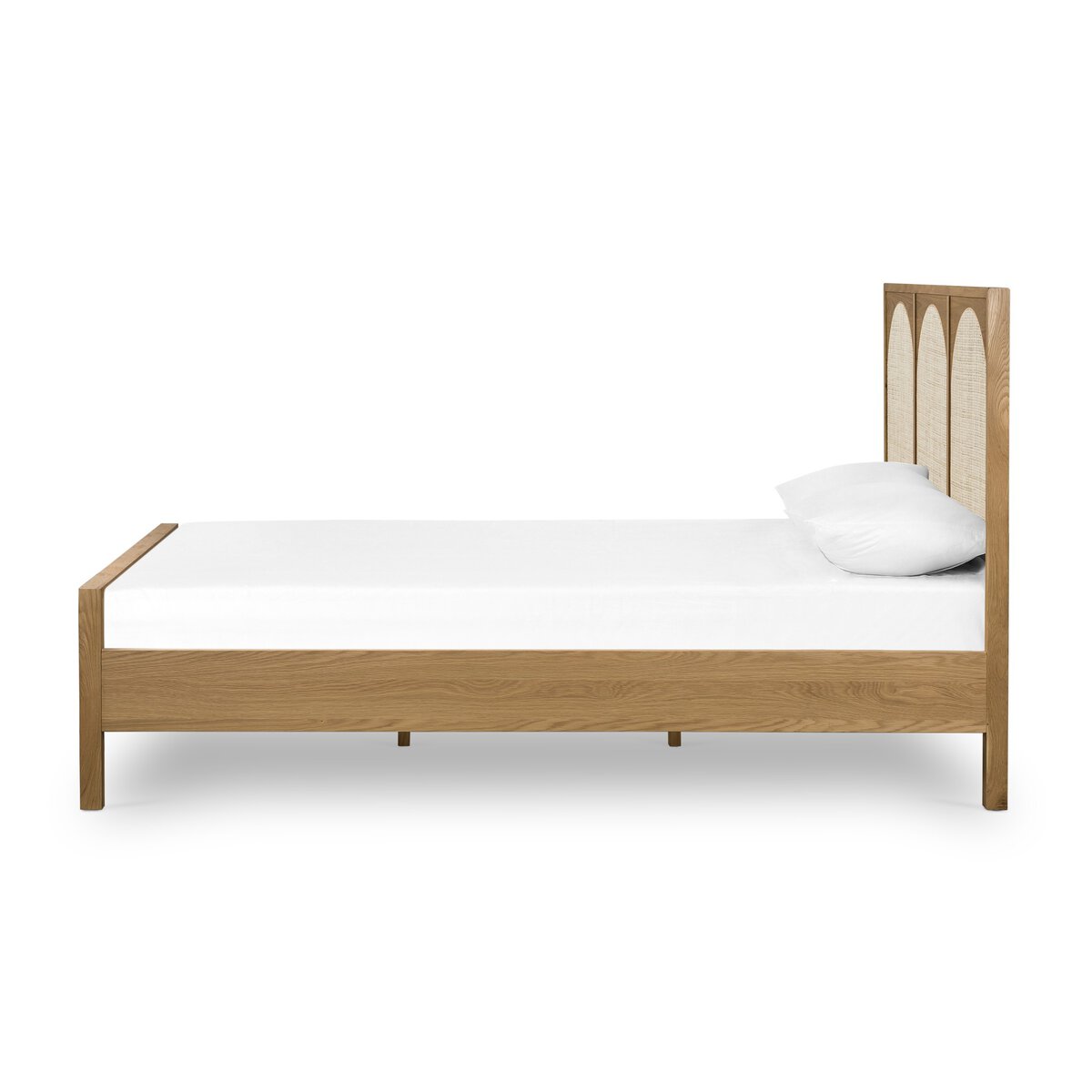 Allegra Bed king size - solid oak construction with wood-backed cane