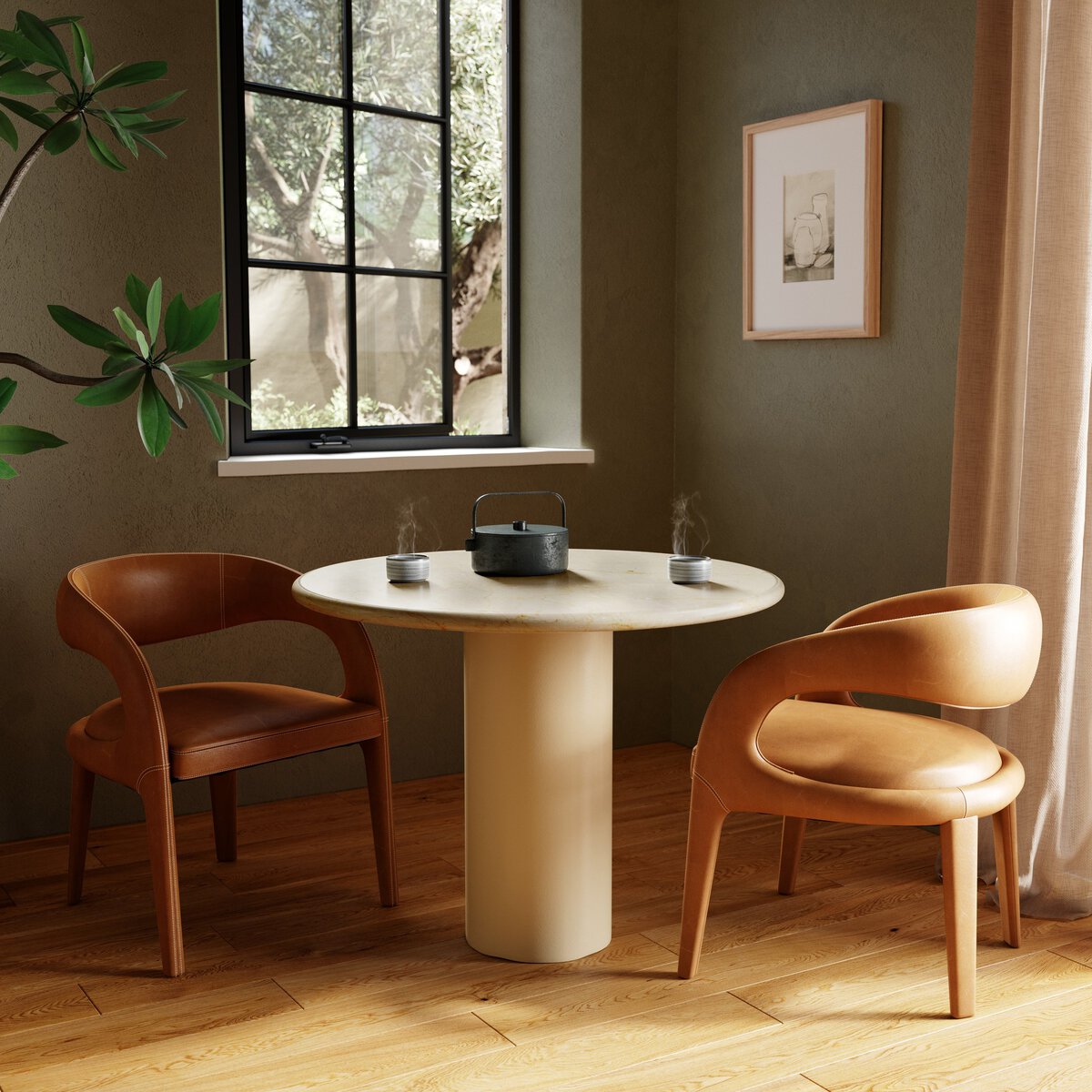 Belle Round Dining Table - 38" - Cream Marble - 224424-001_4