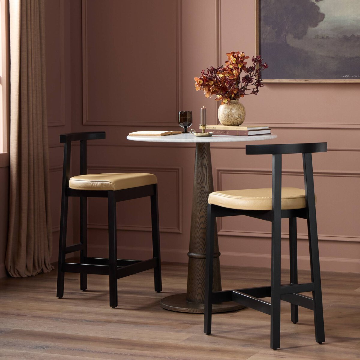 Tex Bar + Counter Stool - Natural Leather - Counter Stool - Black Rosa Morada - 225104-006_4