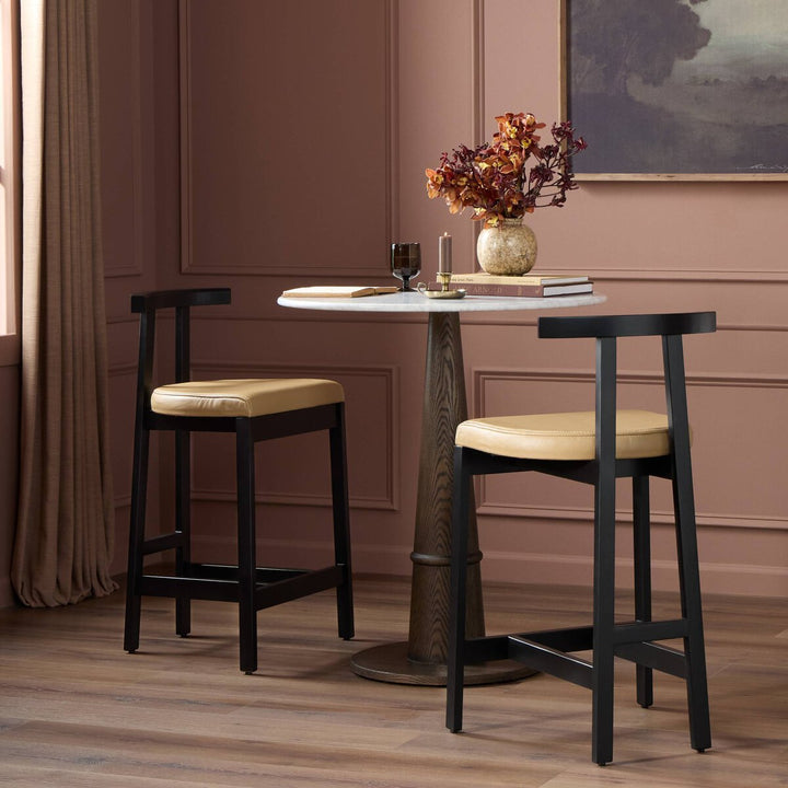 Tex Bar + Counter Stool - Natural Leather - Bar Stool - Black Rosa Morada - 225104-005_4