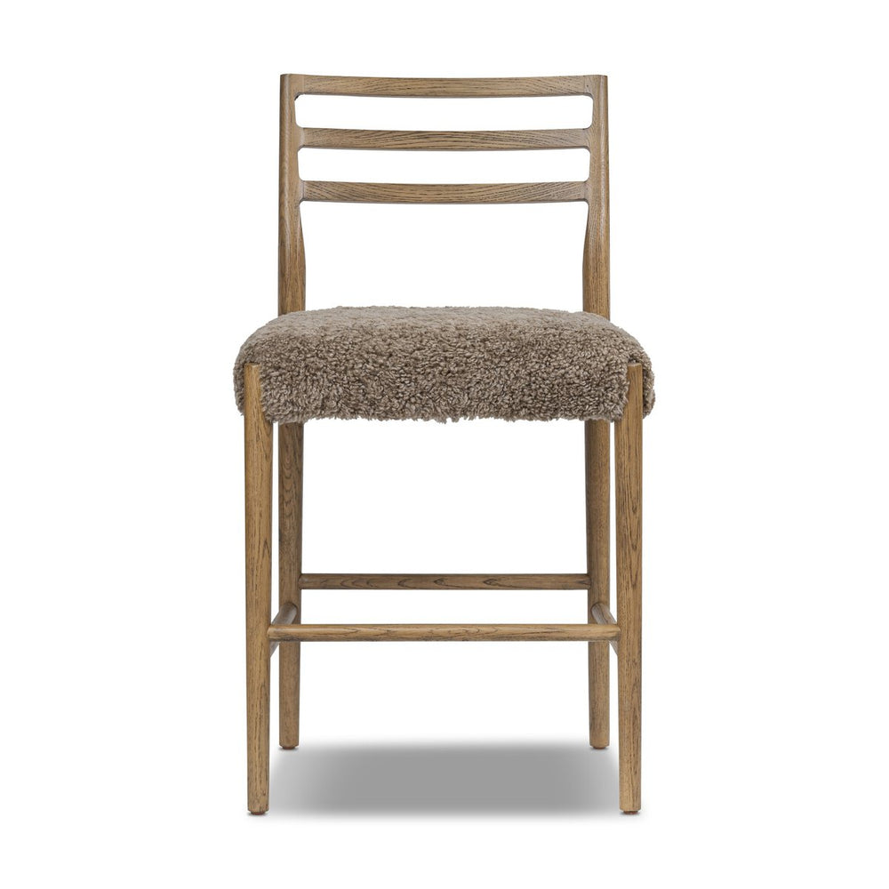 Glenmore Bar + Counter Stool - Taupe Shearling - Counter - Smoked Oak - 226032-034_1