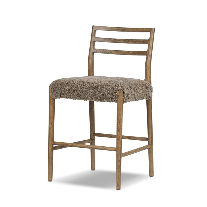 Glenmore Bar + Counter Stool - Taupe Shearling - Counter - Smoked Oak - 226032-034_2