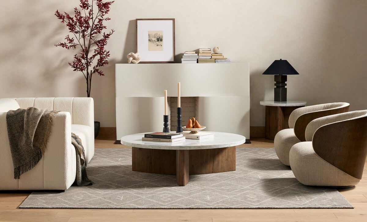 Toli Coffee Table - Italian White Marble - Rustic Grey Veneer - 228121-002_4