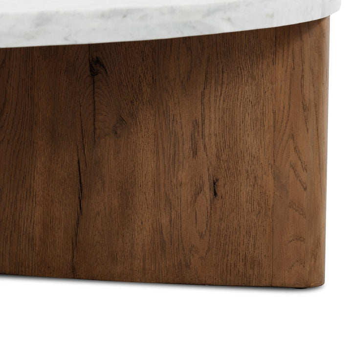 Toli Coffee Table - Italian White Marble - Rustic Fawn Veneer - 228121-008_6