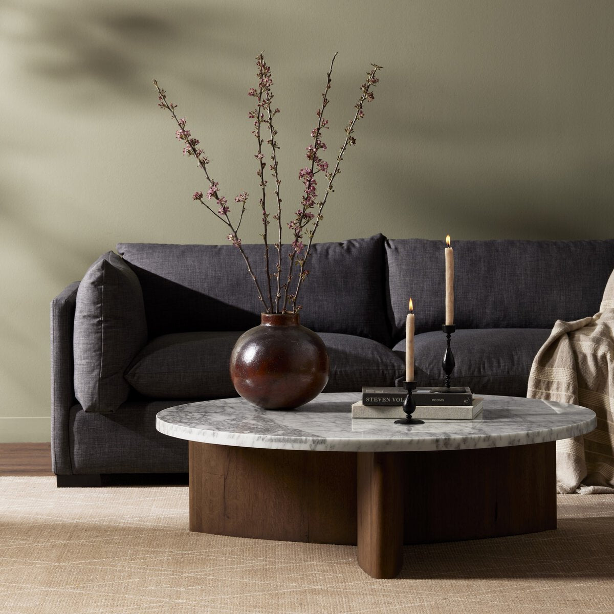 Toli Coffee Table - Italian White Marble - Rustic Fawn Veneer - 228121-008_4