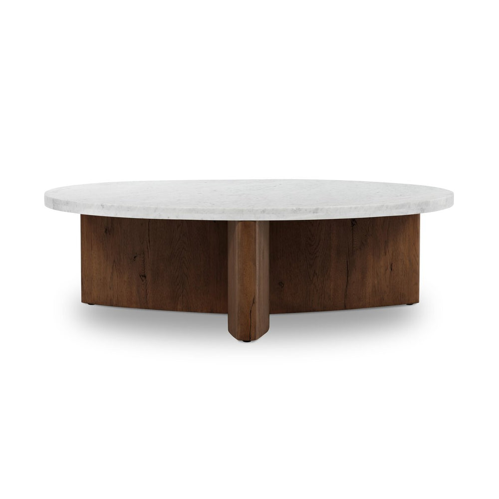 Toli Coffee Table - Italian White Marble - Rustic Fawn Veneer - 228121-008_1