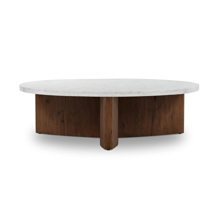Toli Coffee Table - Italian White Marble - Rustic Fawn Veneer - 228121-008_1
