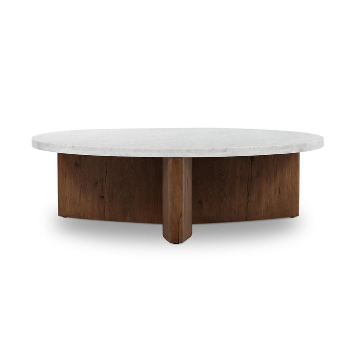 Toli Coffee Table - Italian White Marble - Rustic Fawn Veneer - 228121-008_2