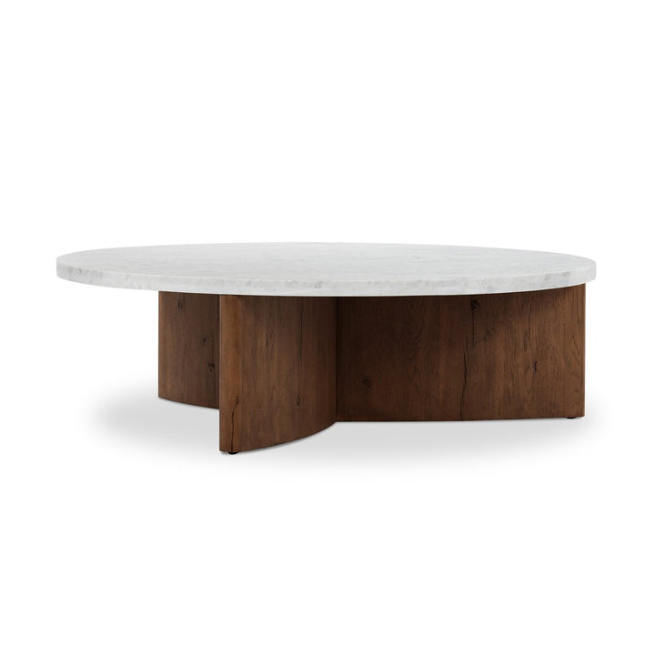 Toli Coffee Table - Italian White Marble - Rustic Fawn Veneer - 228121-008_3