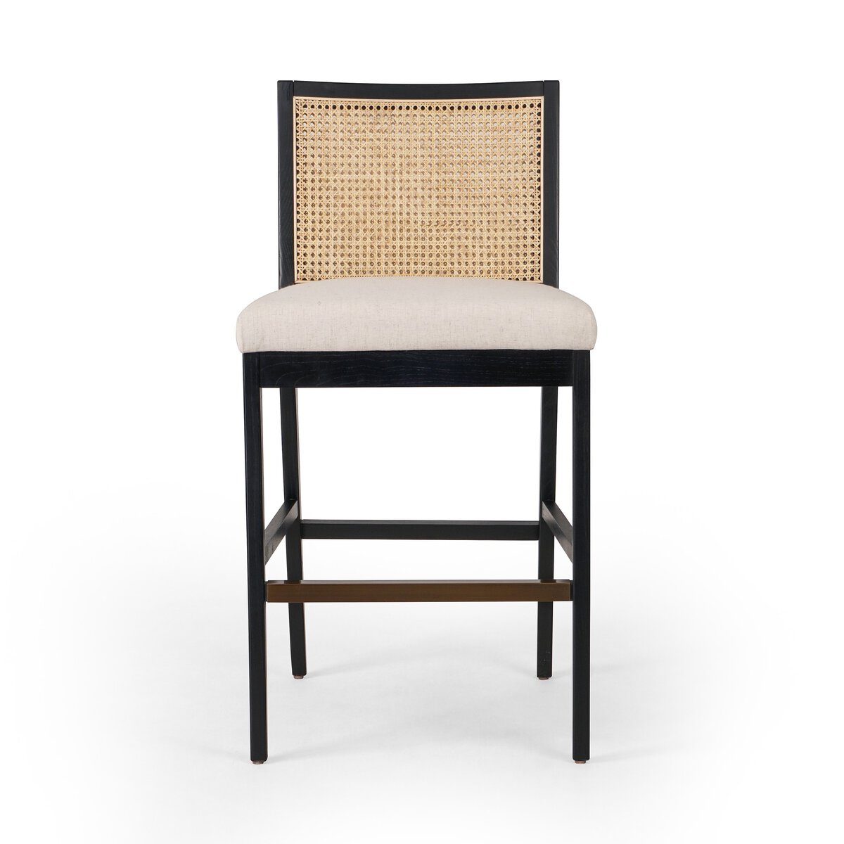 Antonia Cane Armless Bar + Counter Stool - Savile Flax - Bar - Brushed Ebony - 229202-009_1