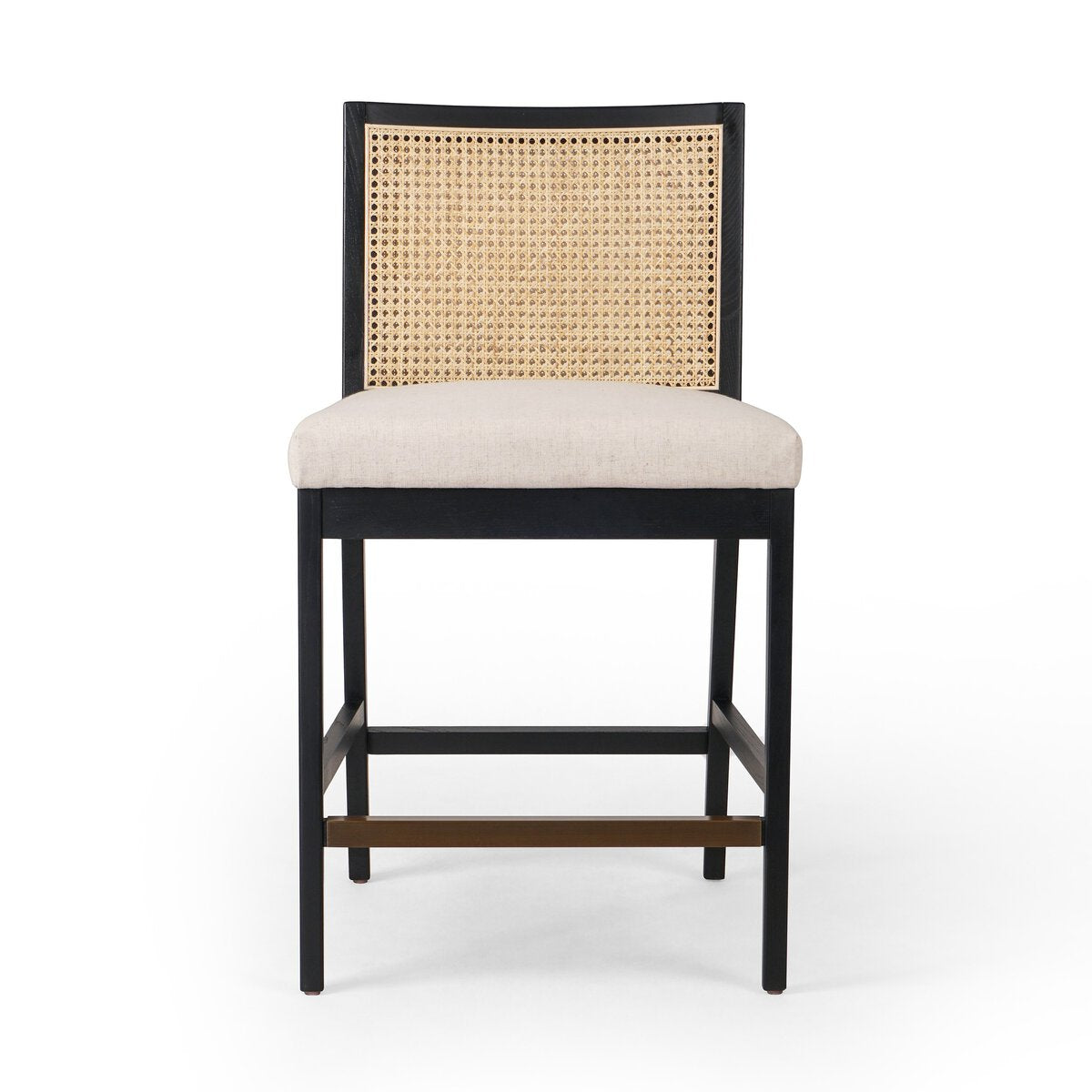 Antonia Cane Armless Bar + Counter Stool - Savile Flax - Counter - Brushed Ebony - 229202-010_1