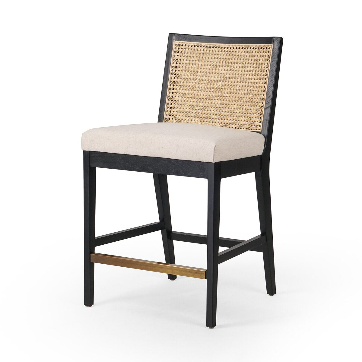 Antonia Cane Armless Bar + Counter Stool - Savile Flax - Counter - Brushed Ebony - 229202-010_2