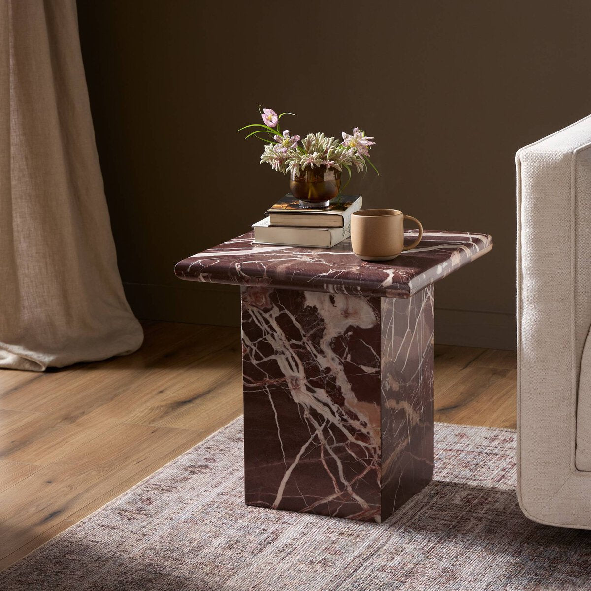 Arum End Table - Merlot Marble - 229632-003_4