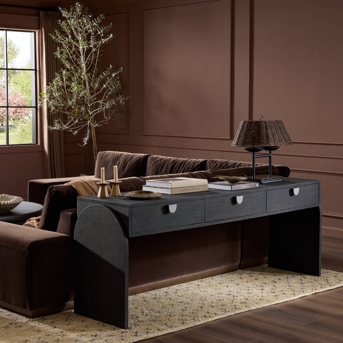 Cressida Console Table - Black Linen - 230379-002_4