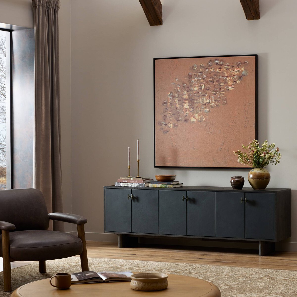 Posada Media Console - Worn Black Oak Veneer - 232363-004_4
