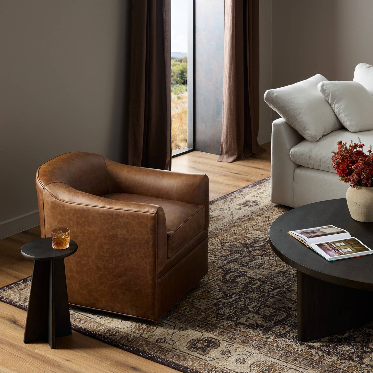 Quinton Swivel Chair - Arvada Cigar - 234930-004_4
