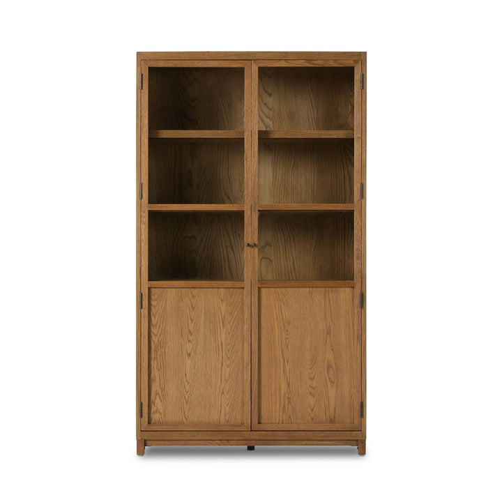 Millie Panel and Glass Door Cabinet - Drifted Oak Solid - 235949-002_1