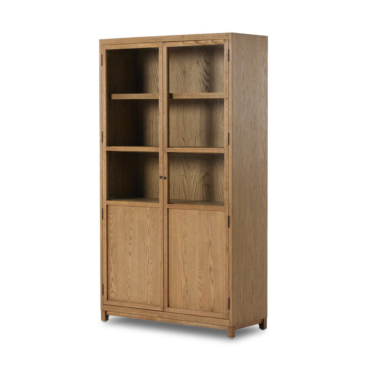 Millie Panel and Glass Door Cabinet - Drifted Oak Solid - 235949-002_2