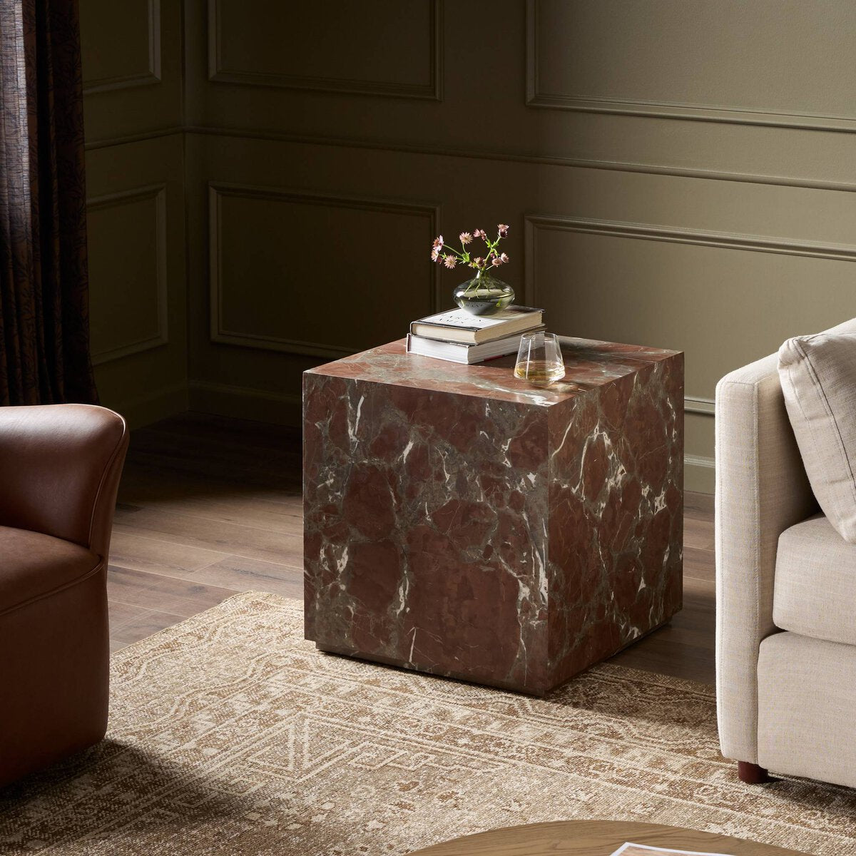 Modern Marble Plinth End Table - Smoke and Russet Marble - 236045-006_4