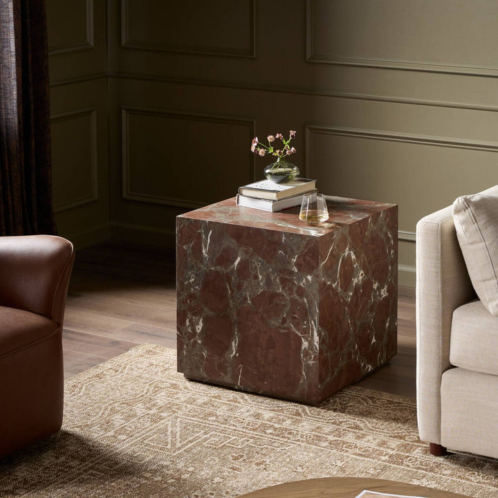 Modern Marble Plinth End Table - Smoke and Russet Marble - 236045-006_4