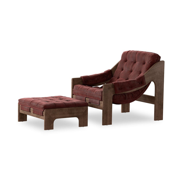 Halston Chair With Ottoman - Nubuck Burgundy - 237803-007_5