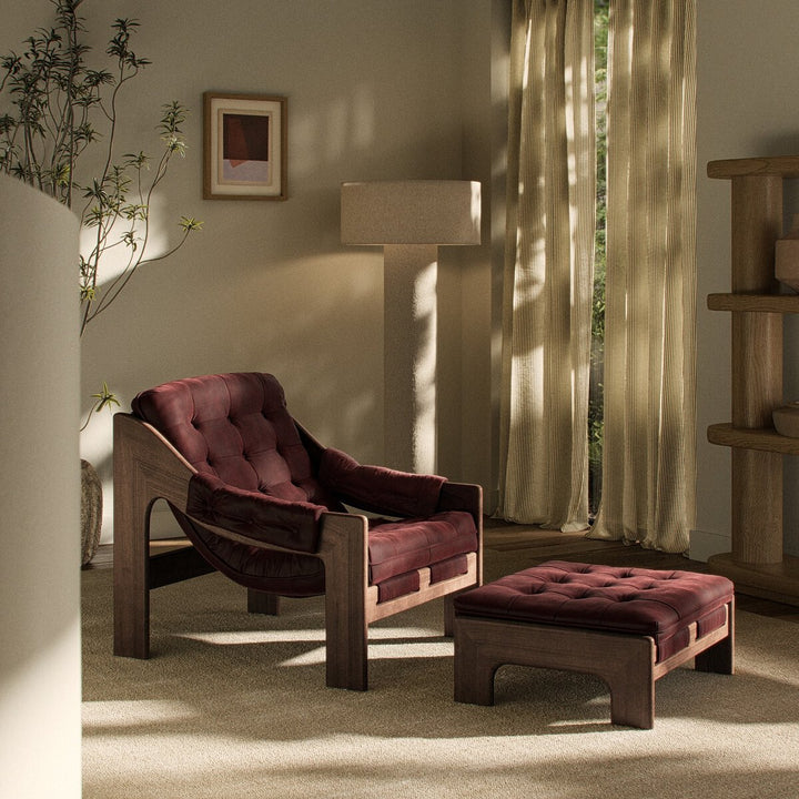 Halston Chair With Ottoman - Nubuck Burgundy - 237803-007_4