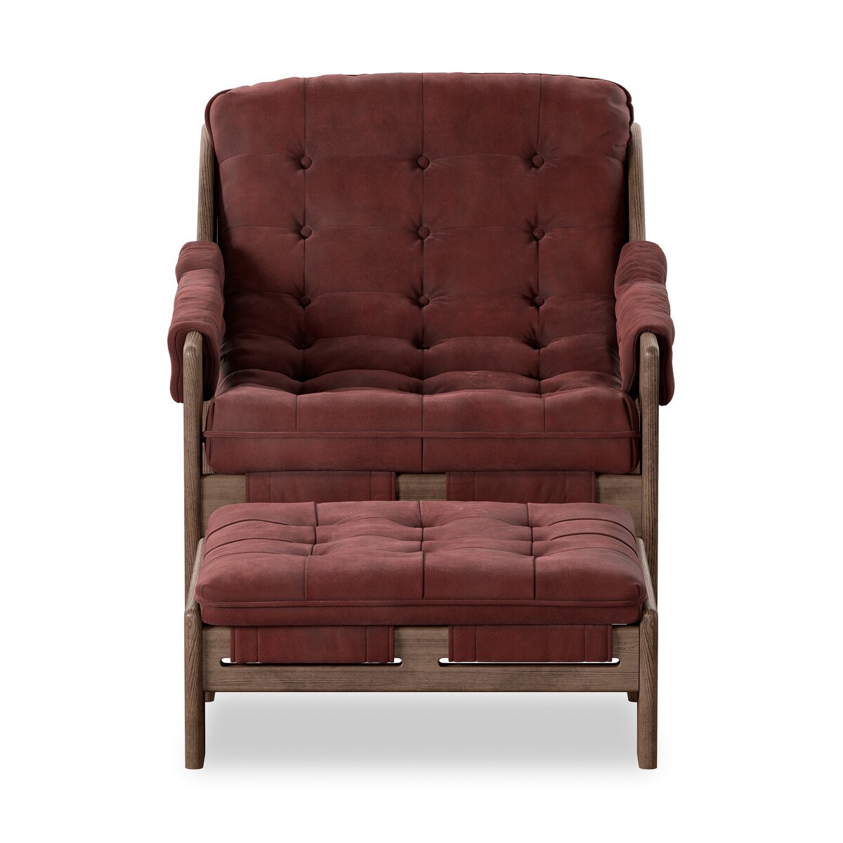 Halston Chair With Ottoman - Nubuck Burgundy - 237803-007_1