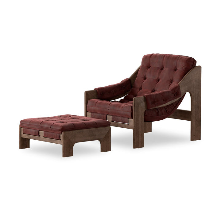 Halston Chair With Ottoman - Nubuck Burgundy - 237803-007_2