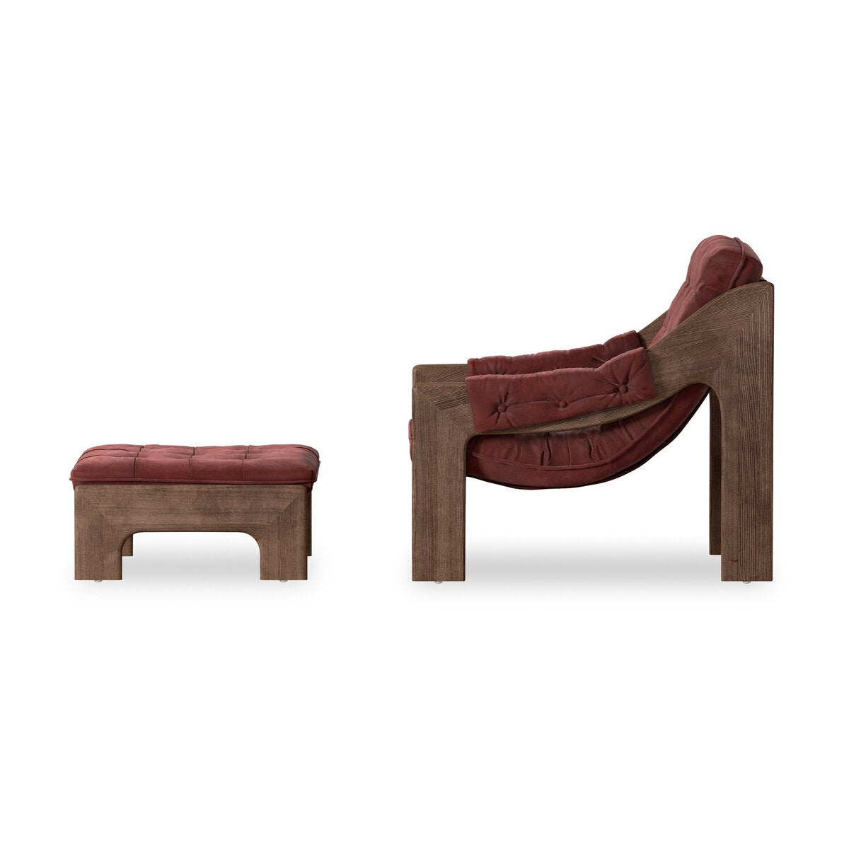 Halston Chair With Ottoman - Nubuck Burgundy - 237803-007_3