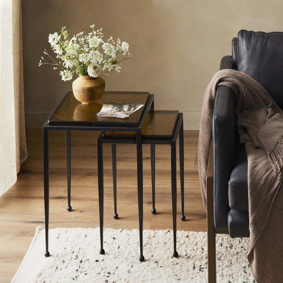 Dalston Nesting End Table Set - Amber Cast Glass - 239742-002_4