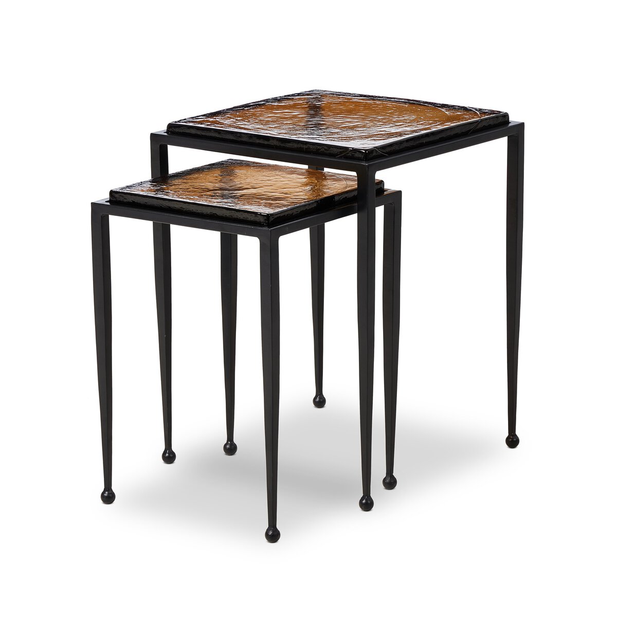 Dalston Nesting End Table Set - Amber Cast Glass - 239742-002_2