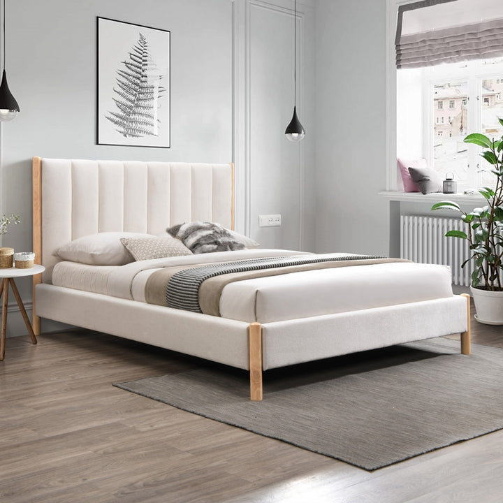 Kona Fabric Upholstered Bed - Cream - Kona-Bed-CREAM_2