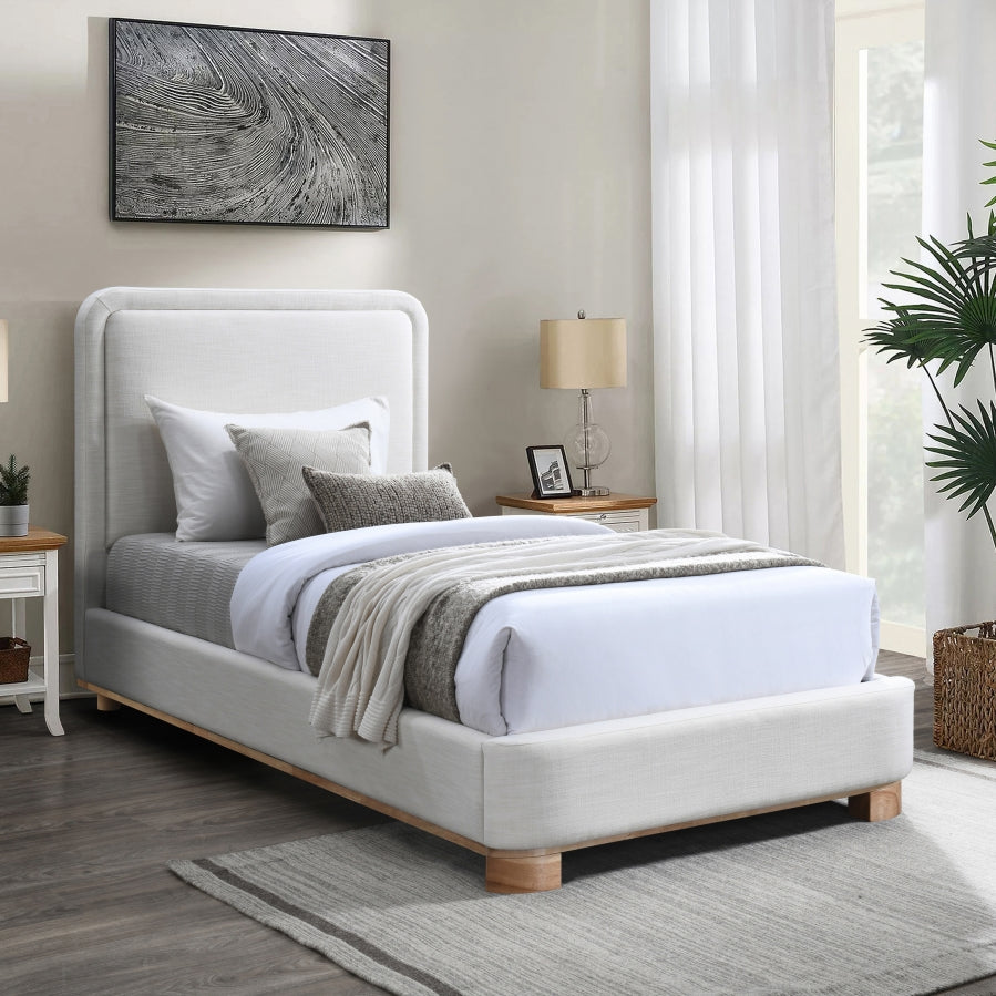 Nolita Linen Textured Fabric Upholstered Twin Bed - Cream - B1201-Twin-CREAM_2