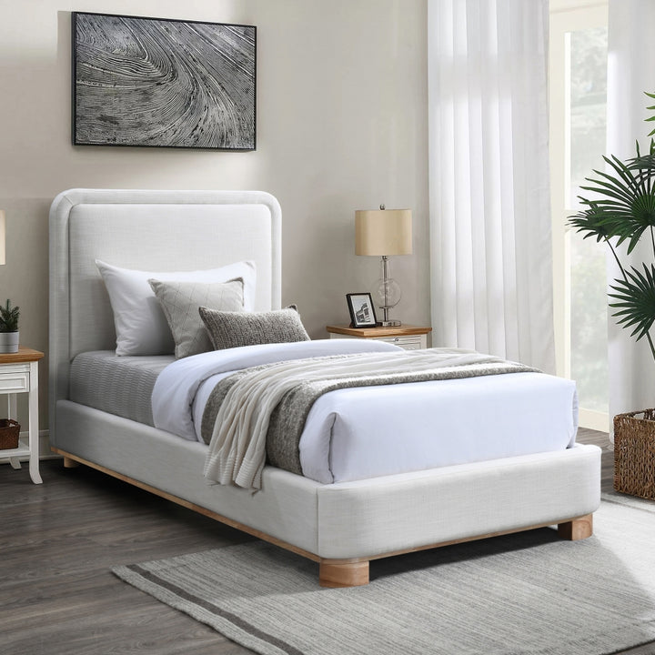 Nolita Linen Textured Fabric Upholstered Twin Bed - Cream - B1201-Twin-CREAM_2