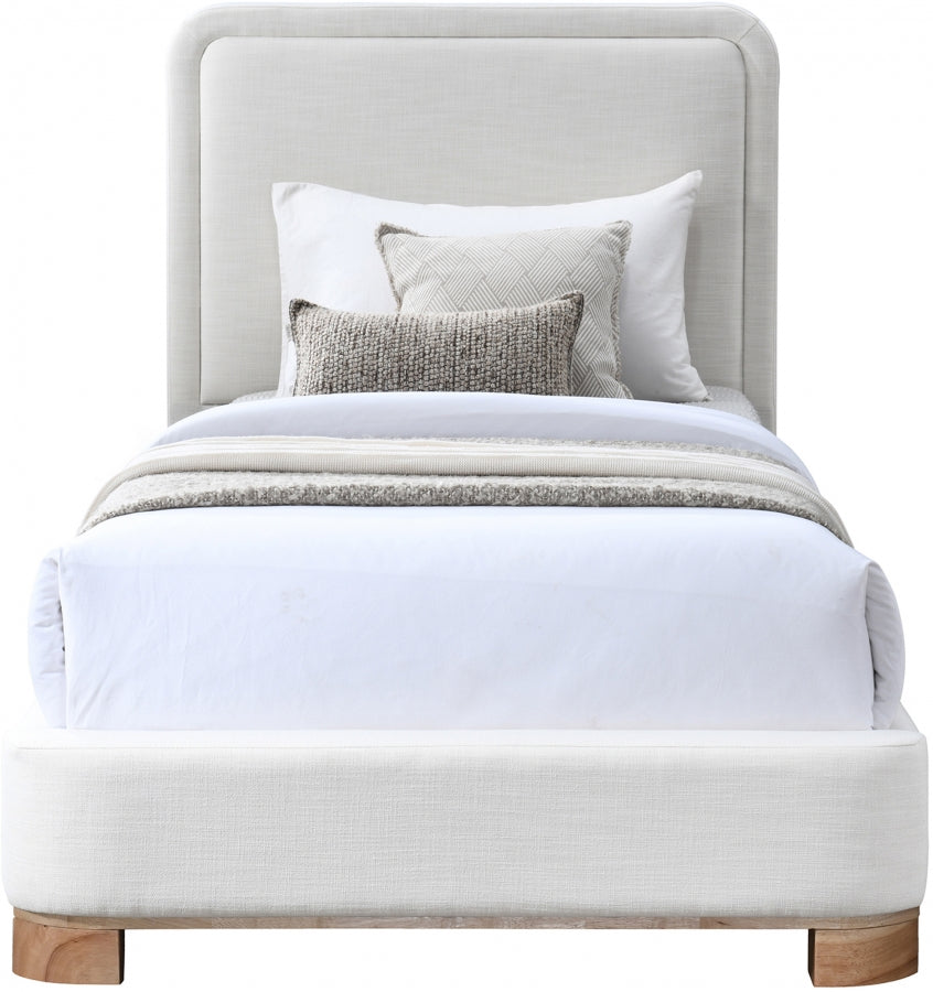 Nolita Linen Textured Fabric Upholstered Twin Bed - Cream - B1201-Twin-CREAM_3