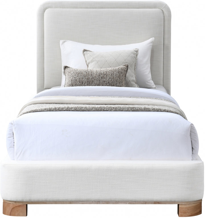 Nolita Linen Textured Fabric Upholstered Twin Bed - Cream - B1201-Twin-CREAM_3
