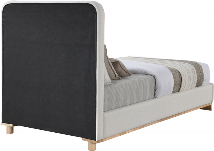 Nolita Linen Textured Fabric Upholstered Twin Bed - Cream - B1201-Twin-CREAM_5