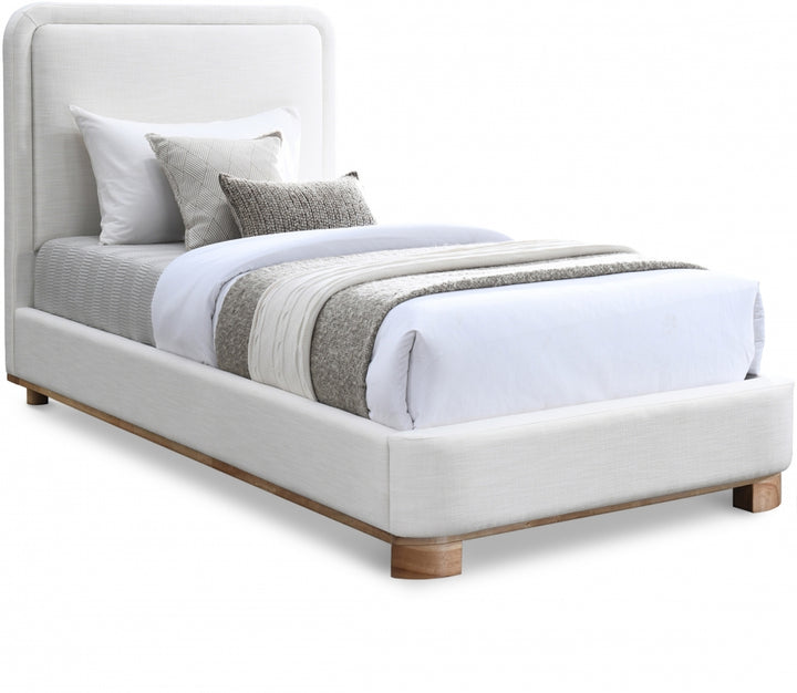 Nolita Linen Textured Fabric Upholstered Twin Bed - Cream - B1201-Twin-CREAM_1