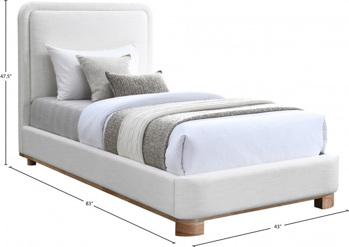 Nolita Linen Textured Fabric Upholstered Twin Bed - Cream - B1201-Twin-CREAM_7